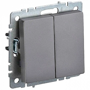 Выключатель IEK Brite ВС10-2-0-БрС 1 клавиша сталь