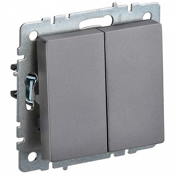 Выключатель IEK Brite ВС10-2-0-БрС 1 клавиша сталь