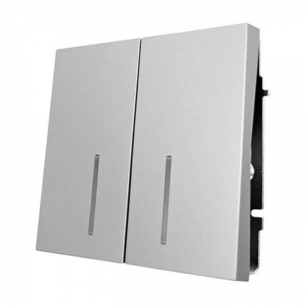 Выключатель Lezard Zima 704-7488-112QC 2 клавиши безвинтовой с подсветкой матовый серый