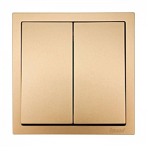 Выключатель Lezard Zima 704-3688-101QC 2 клавиши безвинтовой золото. Изображение - 1