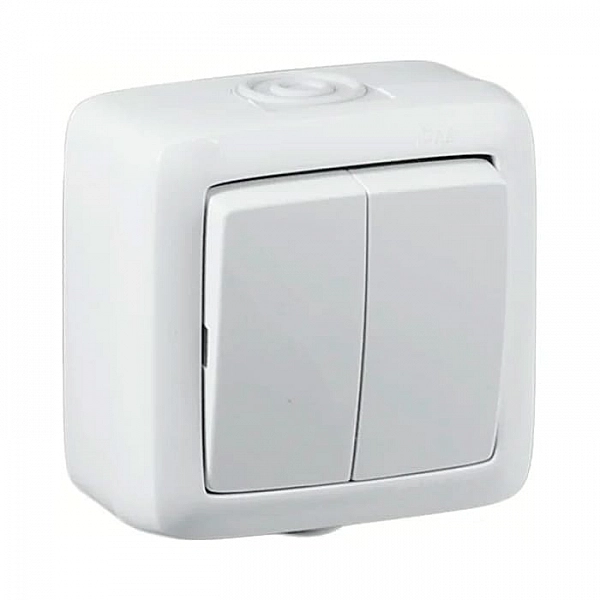 Выключатель Hegel Alfa ВА10-251 2 клавиши брызгозащищенный белый