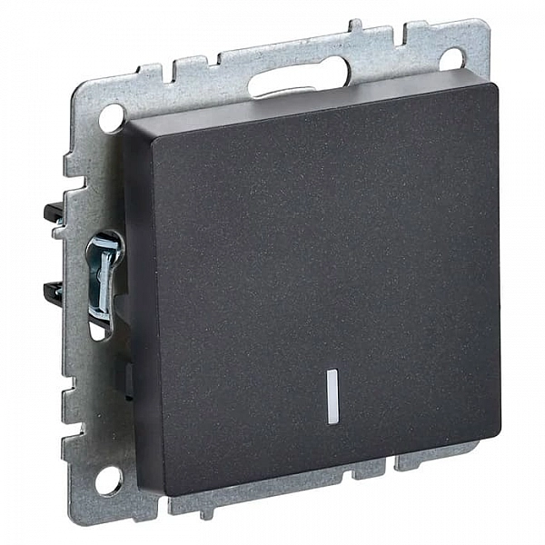 Выключатель проходной IEK Brite ВС10-1-7-БрЧ 1 клавиша с подсветкой черный