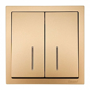 Выключатель Lezard Zima 704-3688-112QC 2 клавиши безвинтовой золото. Изображение - 2