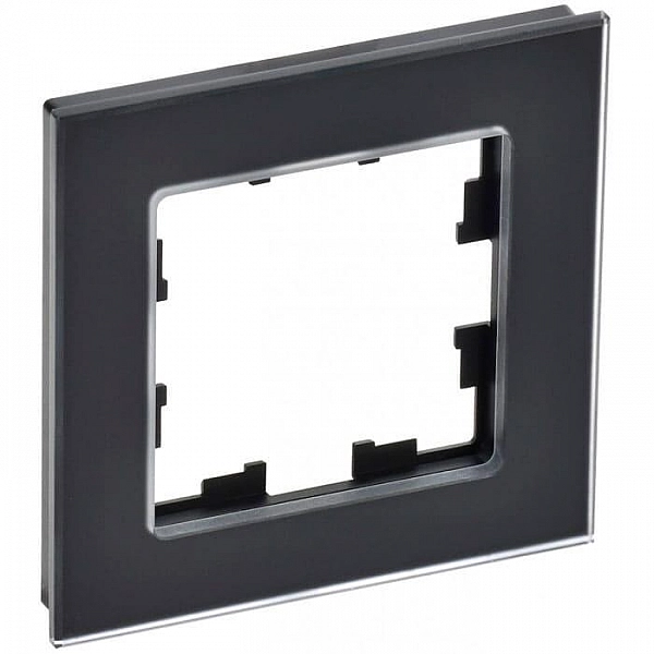 Рамка IEK Brite РУ-1-2-Бр 1 пост стекло черный матовый