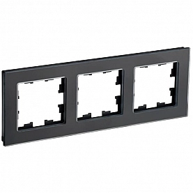 Рамка IEK Brite РУ-3-2-Бр 3 поста стекло черный матовый