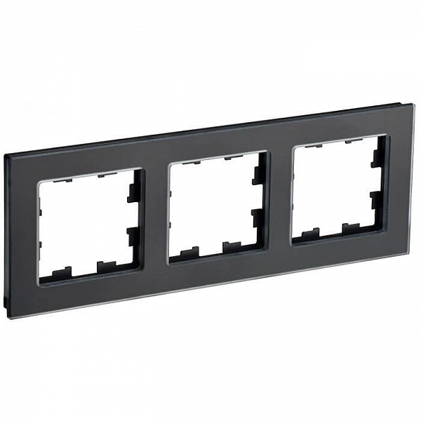 Рамка IEK Brite РУ-3-2-Бр 3 поста стекло черный матовый