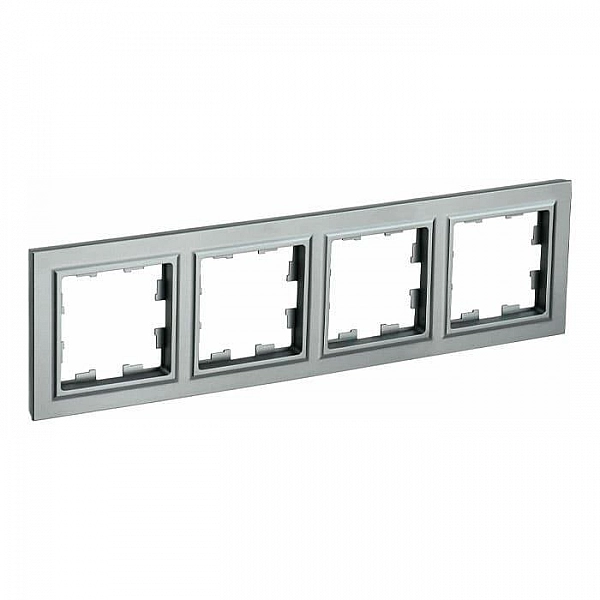 Рамка IEK Brite РУ-4-БрС 4 поста сталь