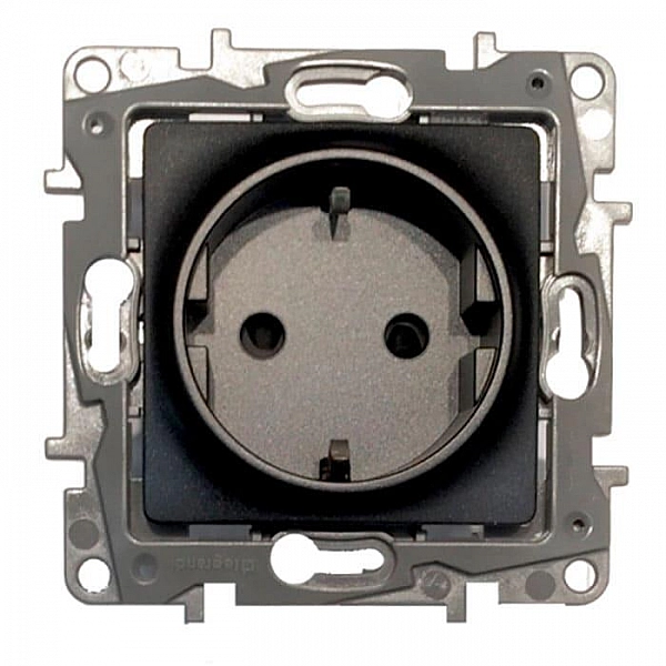 Розетка Legrand Etika 672621 2Р+Е с заземлением антрацит