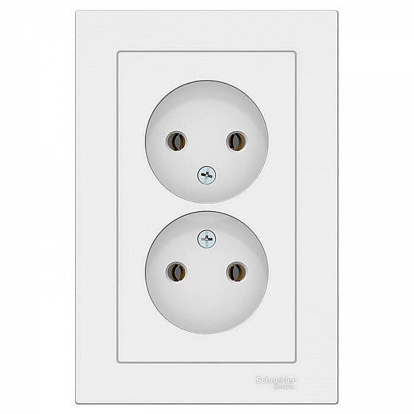 Розетка Systeme Electric AtlasDesign ATN000120 2 места без заземления белый