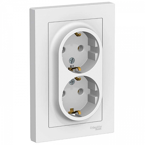 Розетка Systeme Electric AtlasDesign ATN000124 2 места с заземлением белый