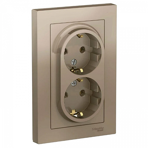 Розетка Systeme Electric AtlasDesign ATN000524 2 места с заземлением шампань