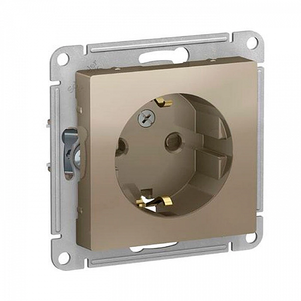 Розетка Systeme Electric AtlasDesign ATN000545 с заземлением со шторками шампань