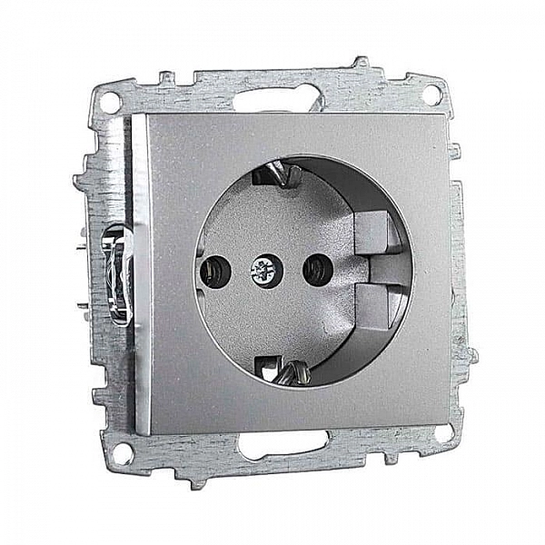Розетка EL-BI Zena-Vega 609-011000-217 с заземлением серебро механизм