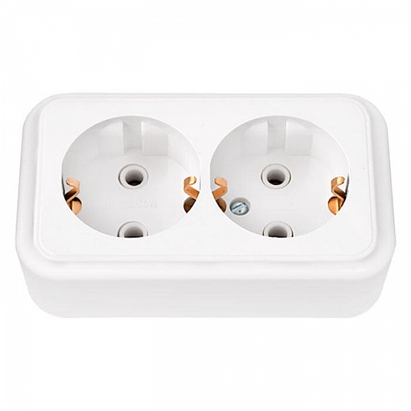 Розетка Bylectrica Пралеска РА16-261 2 места с заземлением белый