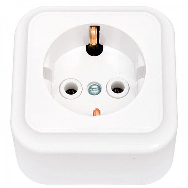 Розетка Bylectrica Пралеска РА16-254 1 место с заземлением белый