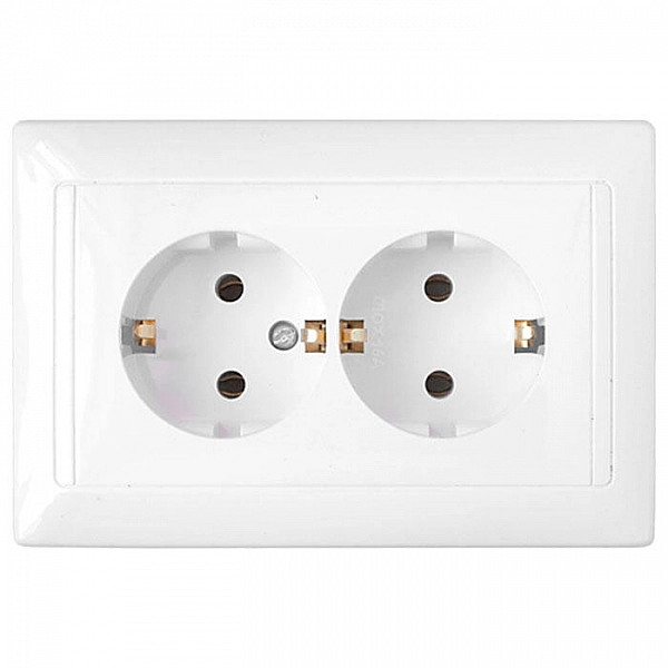Розетка Bylectrica Стиль РС16-313 2 места с заземлением белая