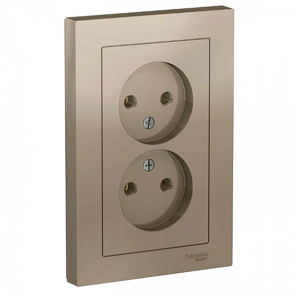 Розетка Systeme Electric AtlasDesign ATN000520 2 места без заземления шампань