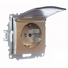 Розетка EL-BI Zena-Vega 609-011400-218 с заземлением с крышкой титан