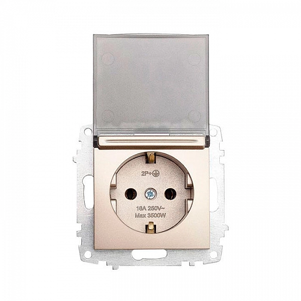 Розетка EL-BI Zena-Vega 609-011400-218 с заземлением с крышкой титан