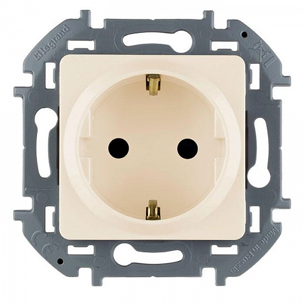 Розетка Legrand Inspiria 673731 2P+E с заземлением со шторками слоновая кость