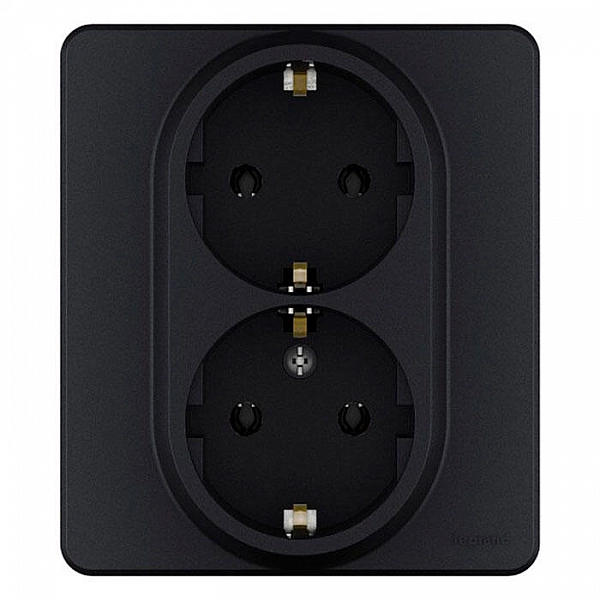 Розетка Legrand Inspiria 673753 2*2P+E 2 места с заземлением антрацит
