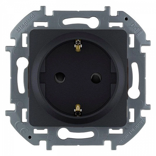 Розетка Legrand Inspiria 673733 2P+E с заземлением со шторками антрацит