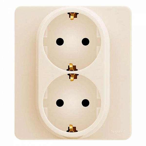 Розетка Legrand Inspiria 673751 2*2P+E 2 места с заземлением слоновая кость