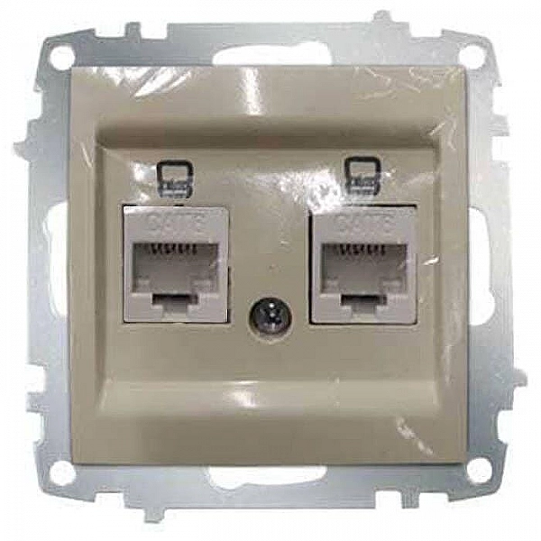 Розетка компьютерная EL-BI Zena-Vega 609-011400-248 2*RJ45 титан