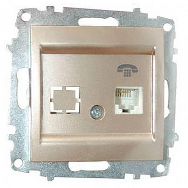 Розетка телефонная EL-BI Zena-Vega 609-011400-221 1*RJ11 титан