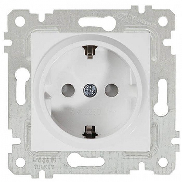 Розетка Mutlusan Rita 2200 605 0201 1 место 2P+E с заземлением и защитными шторки белая