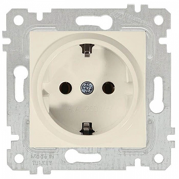 Розетка Mutlusan Rita 2200 600 0202 1 место 2P+E с заземлением слоновая кость