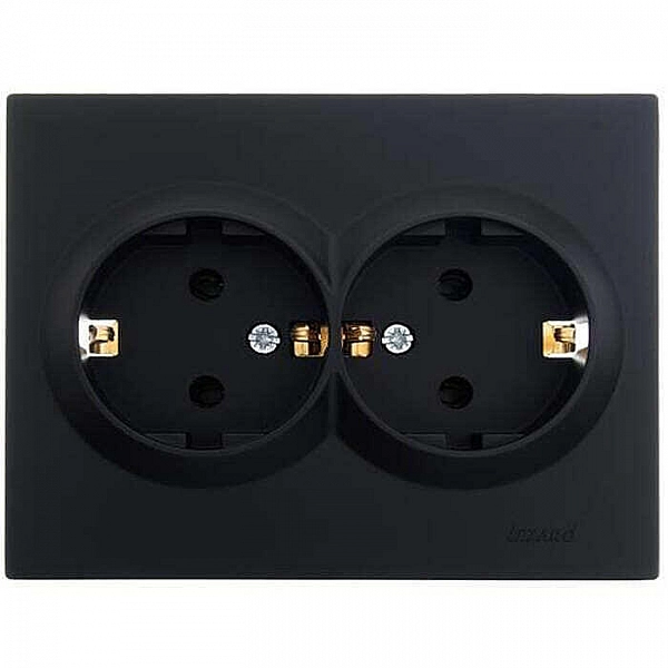 Розетка Lezard Vesna 742-4200-127B 2 места с заземлением ПБТ чёрный бархат