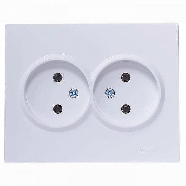 Розетка Lezard Vesna 742-0200-128B 2 места без заземления ПБТ белая