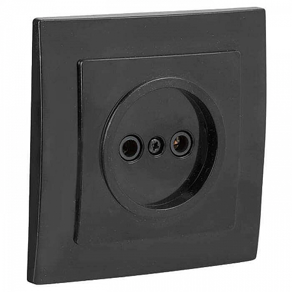 Розетка Элект RS16-131-Ч 1 место без заземления черный