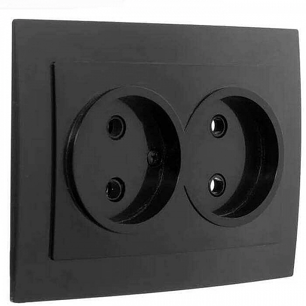 Розетка Элект RS16-237-Ч 2 места без заземления черная