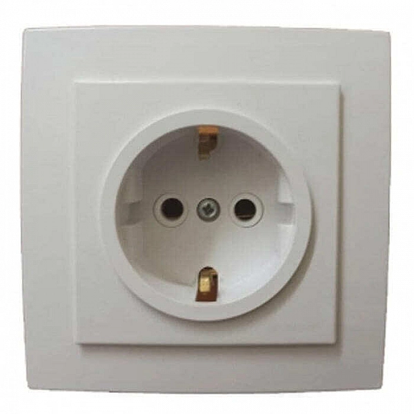 Розетка Элект RS16-133-Б 1 место с заземлением белый