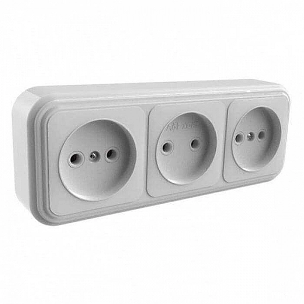 Розетка Элект RA16-363-Б УХЛ4 3 места без заземления белый