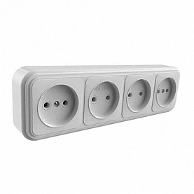 Розетка Элект RA16-464-Б 4 места без заземления белый