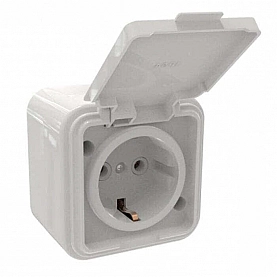 Розетка Элект RA16-211-Б УХЛ2 1 место с заземлением белый