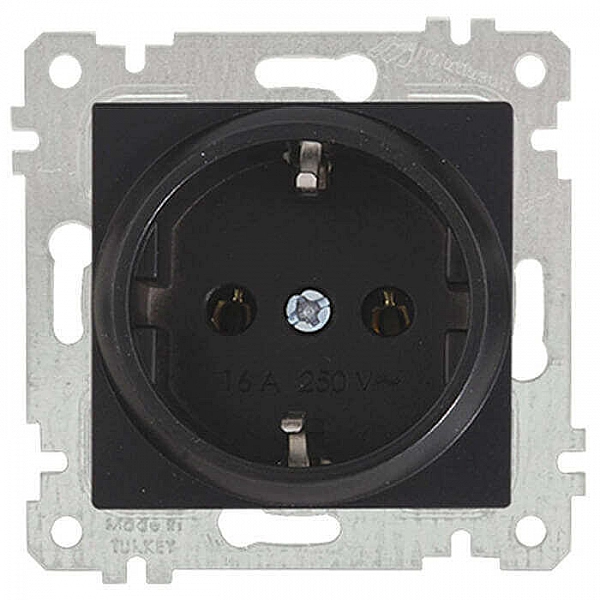 Розетка Mutlusan Rita 2200 605 0284 1 место 2P+E защитные шторки черный матовый