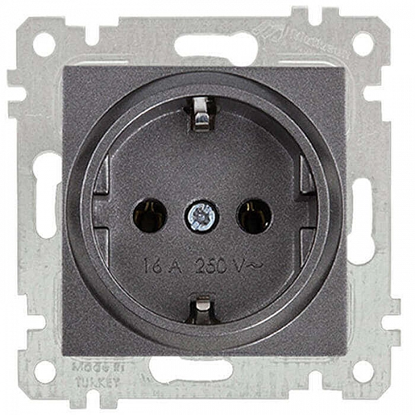 Розетка Mutlusan Rita 2200 600 0295 1 место 2P+E с заземлением дымчатый