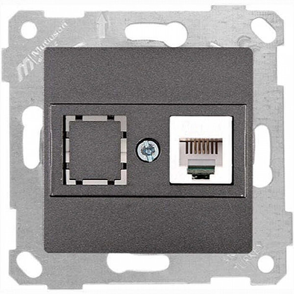 Розетка телефонная Mutlusan Rita 2200 125 0195 1*RJ12 дымчатый