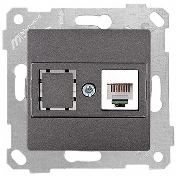 Розетка компьютерная Mutlusan Rita 2200 136 0195 1*RJ45 кат. 5e UTP дымчатый