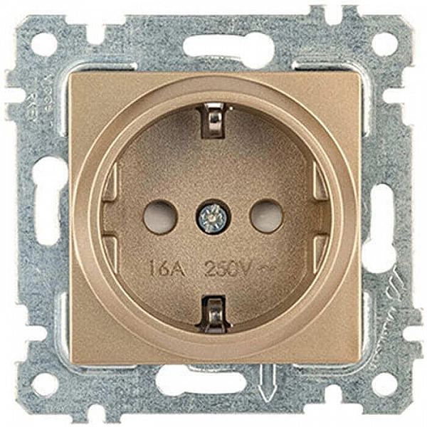 Розетка Mutlusan Rita 2200 605 0285 1 место 2P+E с заземлением и защитными шторками золото доре