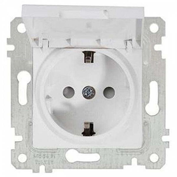 Розетка Mutlusan Rita 2200 611 0201 1 место 2P+E с заземлением с крышкой защитные шторки белый