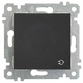 Розетка Mutlusan Rita 2200 611 0284 2P+E с заземлением с крышкой защитные шторки черный матовый