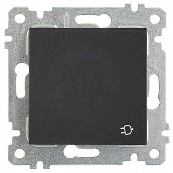 Розетка Mutlusan Rita 2200 611 0284 2P+E с заземлением с крышкой защитные шторки черный матовый