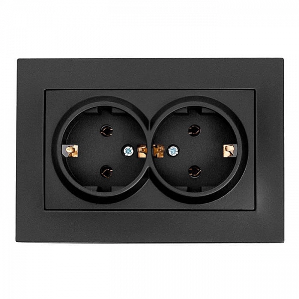 Розетка EL-BI Vega 510-014830-907 2 места с заземлением вантаблэк