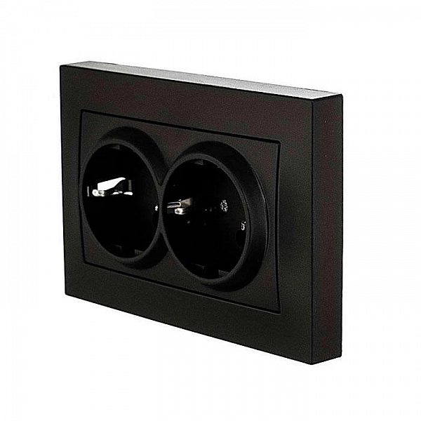 Розетка EL-BI Vega 510-014830-907 2 места с заземлением вантаблэк