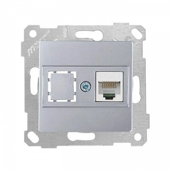 Розетка компьютерная Mutlusan Rita 2200 136 0182 1*RJ-45 кат. 5e UTP нержавеющая сталь